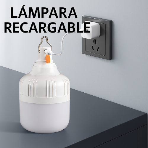 Lámpara LED recargable ideal para camping, emergencias, mercados nocturnos o uso en exteriores. Incluye gancho para colgar y cable USB venta al por mayor 883471
