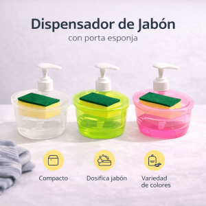 Dispensador de jabón líquido 2 en 1 con base para la esponja, evita el desperdicio, para limpieza del hogar. Venta al por mayor 3772