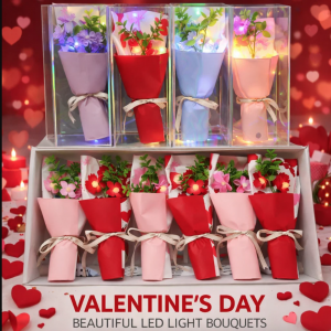 Ramo decorativo de rosa de jabón con luz LED, ideal como regalo romántico y detalle especia Perfecto para San Valentín. Venta por mayoreo 883951