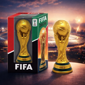 Réplica Copa del Mundial FIFA 2026 dorada con caja decorativa 12.5cm. Venta al por mayor Mod. 9007 
