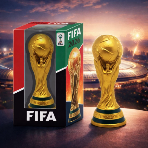 Réplica Copa del Mundial FIFA 2026 dorada con caja decorativa 12.5cm. Venta al por mayor Mod. 9007 