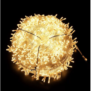 Serie de luces LED, guirnalda de luces, luces de navidad 6M, 50 luces, cable transparente, luces amarillas 9011