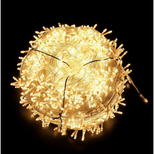Serie de luces LED, guirnalda de luces, luces de navidad 6M, 50 luces, cable transparente, luces amarillas 9011