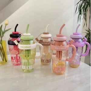Botellas tazas de agua multicolor de pajita con asa de 1300ml , MAYOREO  92202-NI