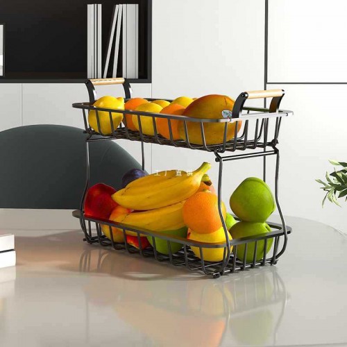 Cesta de fruta y alimentos de doble capa desmontable para la cocina al por mayor 161692