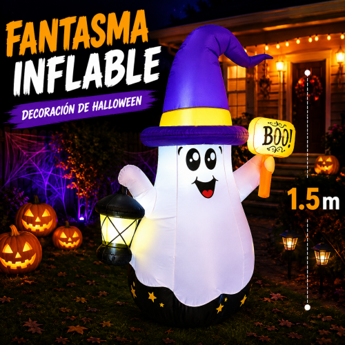 Fantasma mago inflable de Halloween. Altura de 1.5 m, ideal para exteriores. Venta por mayoreo. Fantasma mago inflable de Halloween. Altura de 1.5 m, ideal para exteriores. Venta por mayoreo.