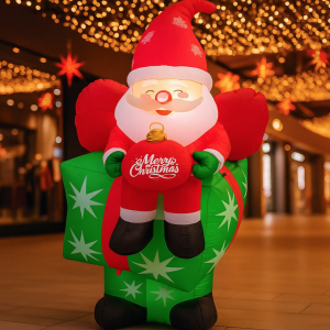 Papá Noel inflable de 1.8 m con luz LED. Ideal para decorar interiores o exteriores. Venta al por mayor 9243-17
