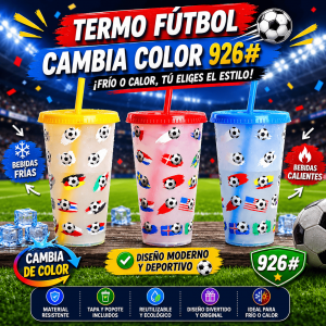 Termo Futbol Cambia Color con Frío Doble Pared por Mayoreo Código 926