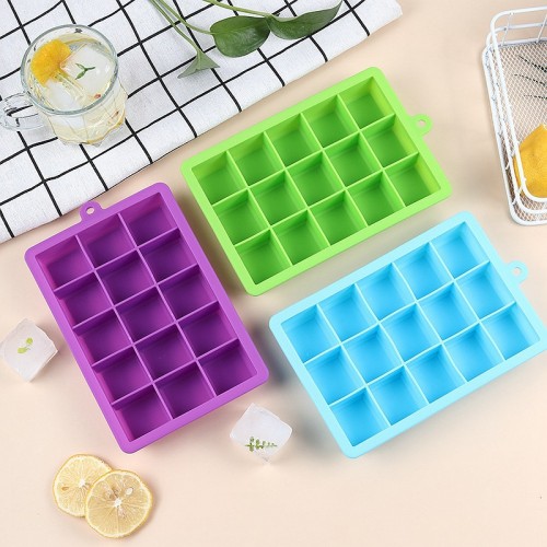 Bandeja de silicona para cubitos de hielo con molde cuadrado y tapa , MAYOREO 92978