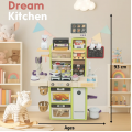 Cocina infantil de 93 cm con efecto de humo real, luces y sonidos. Modelo 93T-3. Incluye accesorios y funciones interactivas para un juego más realista. Ideal para niñas y niños. Venta por mayoreo