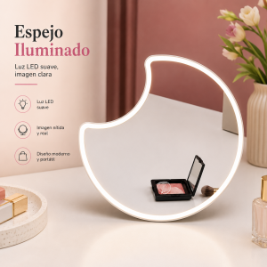 Espejo LED de Mesa con Diseño Curvo 23*21cm