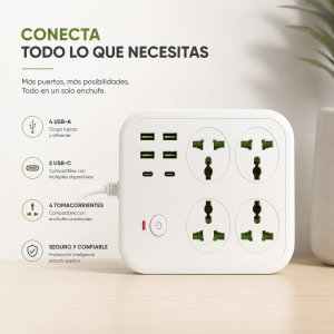 Multicontacto con USB y 4 tomacorrientes por mayoreo