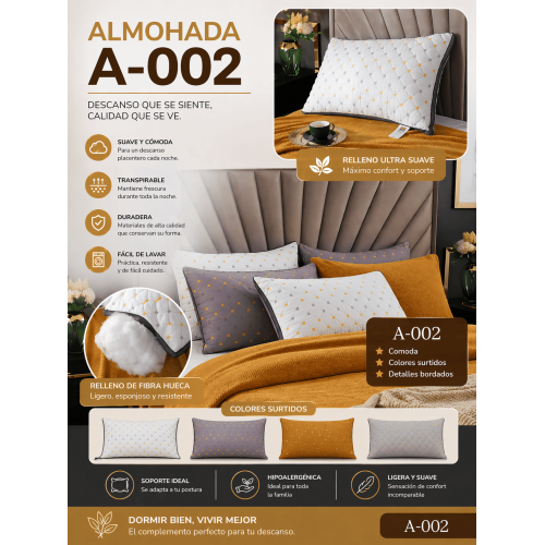 Almohada Suave Decorativa con Cierre Oculto para Recámara por Mayoreo