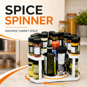 Organizador giratorio para hasta 40 especias y condimentos, ideal para aprovechar el espacio del gabinete. Venta por mayoreo