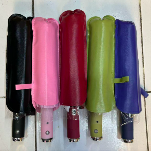 Sombrilla paraguas mini doble acción tela goma varilla flexible con linterna 