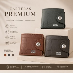 Cartera con broche tipo piel y acabado texturizado, ideal para uso diario. Colores surtidos. Venta por mayoreo