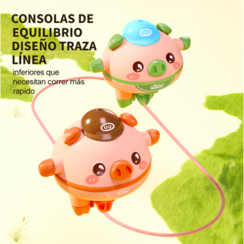 Juguete interactivo de cerditos que corren sobre cuerda siguiendo la línea. Ideal para niños pequeños, desarrolla equilibrio, coordinación y diversión Venta al Por mayor AEF158-15