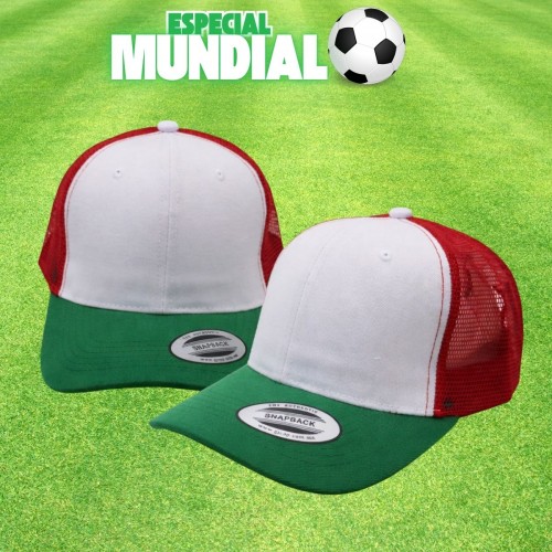 Gorra de malla Tricolor México Especial Mundial por Mayoreo AL MUNDIAL