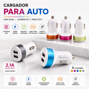 Cargador para Auto TC-1002 con 2 Puertos USB