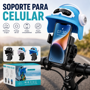 Soporte para celular con cubierta tipo visera y montaje para manubrio, ideal para bicicleta. Venta por mayoreo