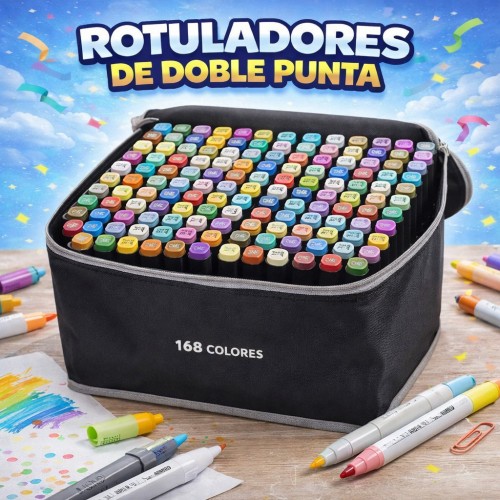 Set de 168 marcadores/marcadores de diferentes tonos doble punta B124