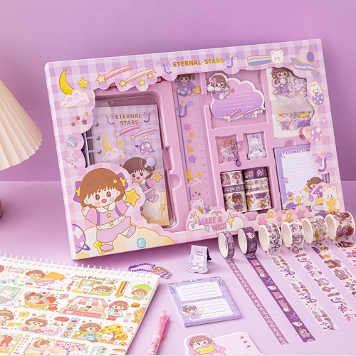 Set de papeleria cute para niños floral princess , MAYOREO B243