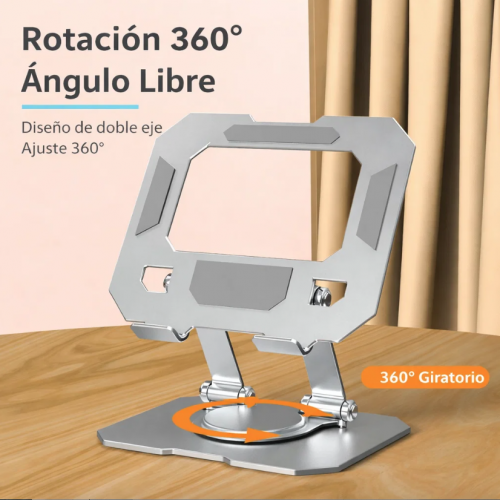 Soporte plegable de metal para tablet con base giratoria 360°, protección de silicón antideslizante y diseño portátil. Ideal para escritorio, oficina o estudio. Venta por mayoreo BA-139. Soporte plegable de metal para tablet con base giratoria 360°, protección de silicón antideslizante y diseño portátil. Ideal para escritorio, oficina o estudio. Venta por mayoreo BA-139.