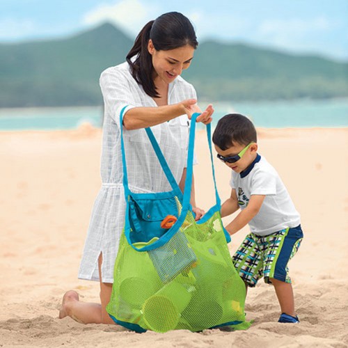 Bolsa de mano a malla, azul y verde     BAG10