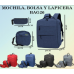 Mochila escolar combo de 3pzs con puerto de carga y auriculares BAG26