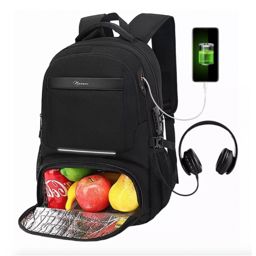 Mochila con cerradura de combinación antirrobo (Mochila térmica) 49 x 33 x 19 (almohadilla del puerto de carga + orificio para cable de auriculares). Venta por mayoreo BAG416