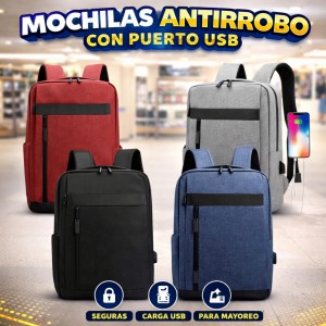 Mochila antirrobo con puerto USB diseño moderno por mayoreo BAG417
