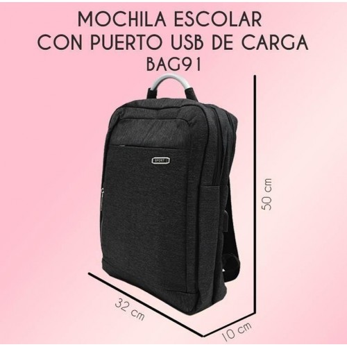 Mochila escolar con pueto de carga USB BAG91