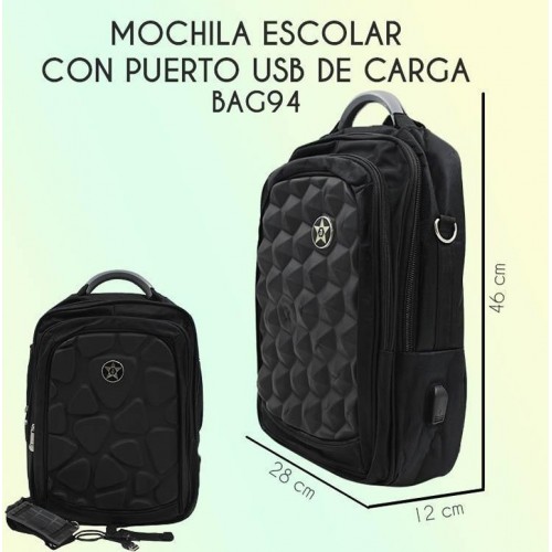 Mochila escolar con puerto USB de carga BAG94