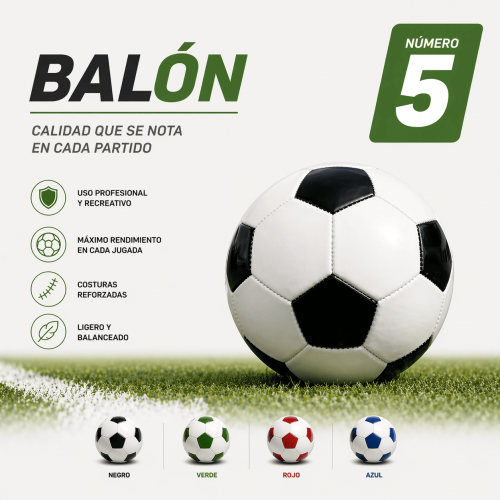 Balón de Fútbol Número 5 Resistente para Entrenamiento y Juego por Mayoreo