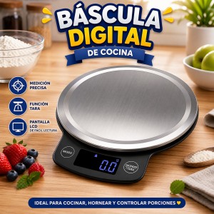 Báscula Digital de Cocina de Acero Inoxidable por Mayoreo BAS20