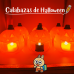 Calabaza decorativa de halloween con tapa verde tipo dulcero, ideal para fiestas, regalos o decoración infantil, modelo D-21645, venta por mayoreo