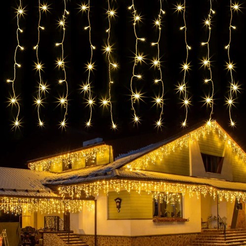 Serie de luces tipo cascada LED con luz cálida, ideal para decorar fachadas, techos, ventanas o jardines. Diseñadas para resistir la intemperie, con 8 modos de iluminación y brillo uniforme Venta al por mayor  BD-0102A