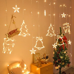 Cortina de luces LED navideñas decorativas de estrellas y figuras. Venta al por mayor BD-0103A-1