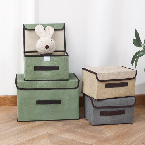 Juego de cajas organizadoras de tela con tapa, plegables, para artículos del hogar. Venta por mayoreo BH-21176