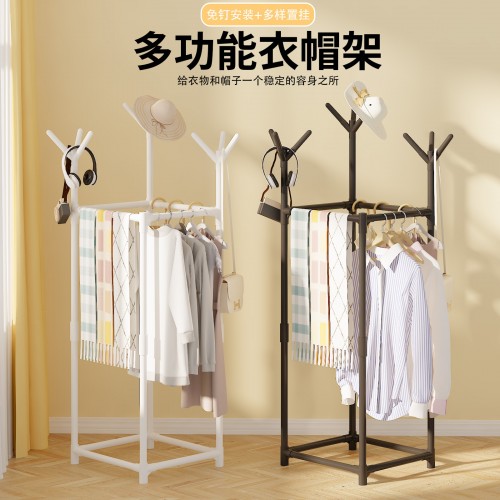 Perchero multifuncional con ganchos y barra para ropa, diseño vertical compacto, ideal para mayoreo, BH-21245