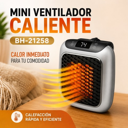 Calefactor portátil de enchufe con termostato digital y pantalla LED. Colores variados. Venta por mayoreo 