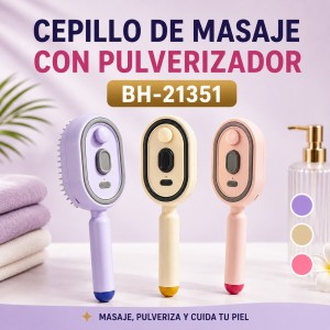 Cepillo de masaje con pulverizador, ideal para cuidado personal y masaje. Venta por mayoreo