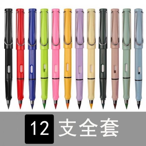 Lápiz infinito con 12 colores surtidos, diseño metálico y escritura sin recarga, ideal para mayoreo, BH-2167