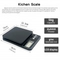 Báscula electrónica de cocina con pantalla digital de alta precisión, capacidad de hasta 5 kg con incrementos de 1 g