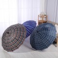 Paraguas grande de 95 cm con diseño de cuadros, 8 varillas (8K) y mango curvo tipo bastón, ideal para lluvia, modelo BLZ-01001, venta por mayoreo