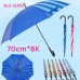 Sombrilla de bastón rayada 70 cm con 8 varillas (8K), mango curvo y diseño a rayas multicolor, ideal para lluvia o sol, modelo BLZ-01002, venta por mayoreo