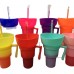 Vaso botanero mágico de plástico con popote y asa lateral ideal para disfrutar snacks y bebidas al mismo tiempo, venta al por mayor 