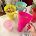 Vaso botanero mágico de plástico con popote y asa lateral ideal para disfrutar snacks y bebidas al mismo tiempo, venta al por mayor 
