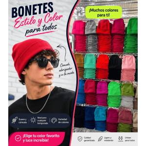 Bonetes Unisex de Colores Estilo Casual por Mayoreo