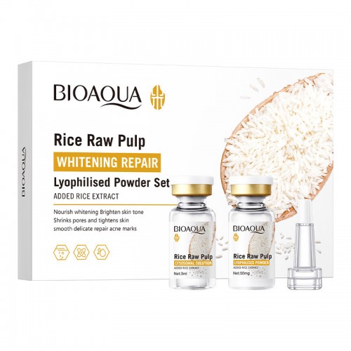 Set Blanqueador BIOAQUA Rice Raw Pulp con Extracto de Arroz – Suero y Polvo Liofilizado para Reparación e Iluminación de la Piel , MAYOREO BQY46122